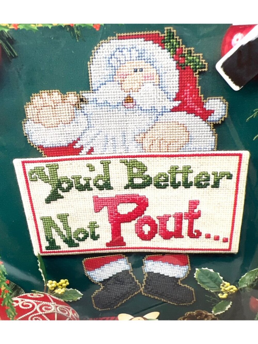 Christmas Cross-Stitch Kit "Youd Better Not Pout" By True Colors